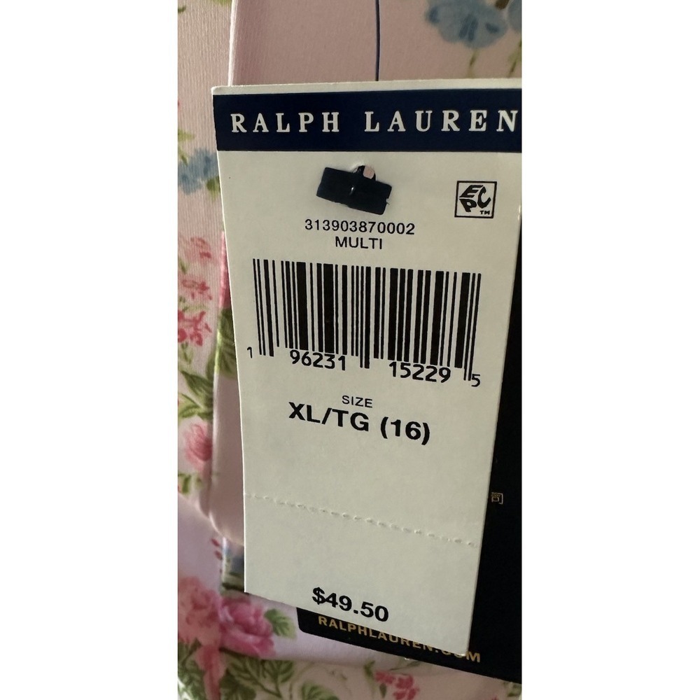Ralph Lauren Pink Floral Ruffle Sleeve Tank Top Girls XL 16 Sleeveless Stretch - Picture 4 of 7